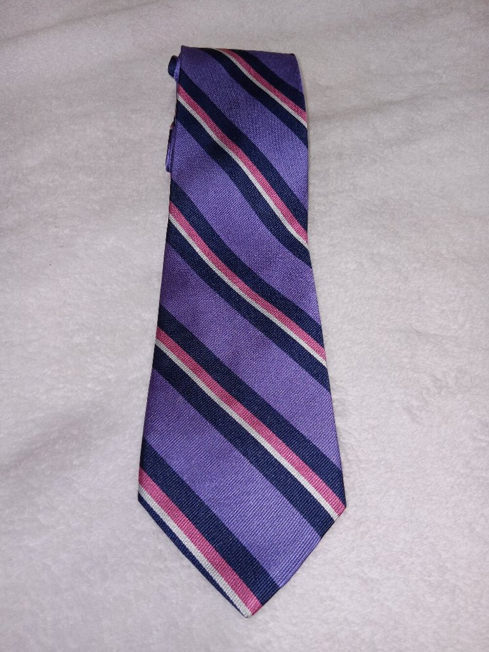 Vintage Brooks Brothers Makers Tie Made in USA Purple Striped Silk Necktie Class